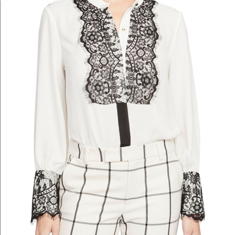 Rachel Roy Lace Detail Georgette Blouse, 4